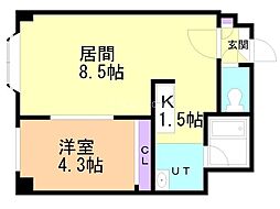 カサブランカ 1LDKの間取図画像