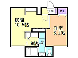 円山ハイツ 1LDKの間取図画像