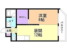 第2フォートレスコア18 1LDKの間取図画像