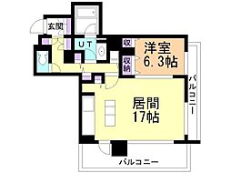 リビオ中島公園アルファタワー 1LDKの間取図画像