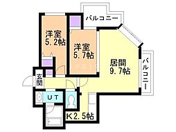 レジディア南一条イースト 2LDKの間取図画像