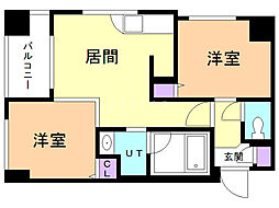 クラッセ円山WEST 2DKの間取図画像