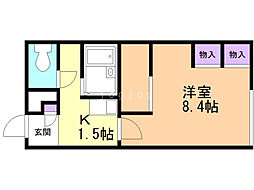 レオパレス八軒 1Kの間取図画像