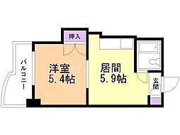 サウスフォー1 1DKの間取図画像