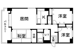 オリエンタルコートオートモ 3LDKの間取図画像