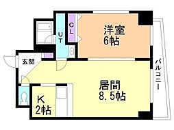 エクリュ 1LDKの間取図画像