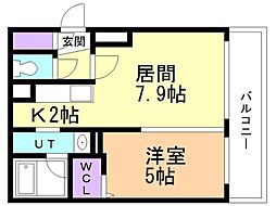 シティレジデンス南13条 1LDKの間取図画像