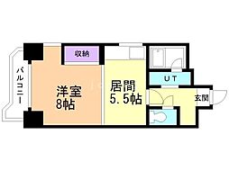 ドミ18ロイヤル 1DKの間取図画像