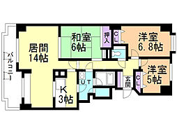 リーベスト山の手 3LDKの間取図画像