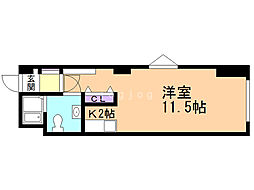ロムペリィビル 1Kの間取図画像