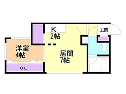 ラフィネ北円山 1LDKの間取図画像