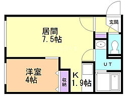 ブリランテ中島公園 1LDKの間取図画像