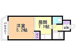 南6条発成ビル 1DKの間取図画像