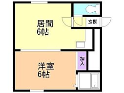 サウスコーポ12A 1DKの間取図画像