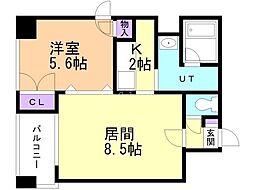 スカイパレス北1条 1LDKの間取図画像