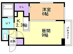アストリアミヤノモリ 1LDKの間取図画像