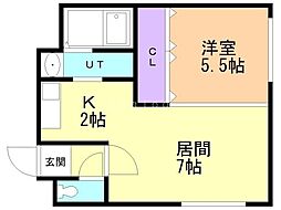 サンステージOOI 1LDKの間取図画像