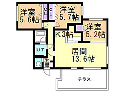ブランシャール幌西 3LDKの間取図画像