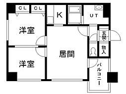 グランメールツイン山鼻東館 2LDKの間取図画像