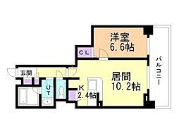 PRIMEURBAN札幌リバーフロント 1LDKの間取図画像