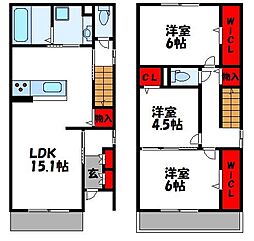 ソフィア新宮II　A棟 2階3LDKの間取り