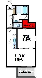 アンシャンテ自由ヶ丘 1LDKの間取図画像