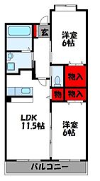 ホクリマンション1 2LDKの間取図画像