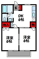 ヒルズ 2DKの間取図画像
