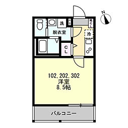 ベイルームソラーナ生麦 1階1Kの間取り