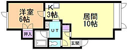 クラージュ・平岡 1LDKの間取図画像