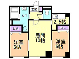 クリーンコンフォート 2LDKの間取図画像