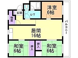 第13松井ビル 3LDKの間取図画像