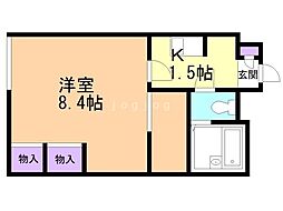 レオパレスオルシス 1Kの間取図画像