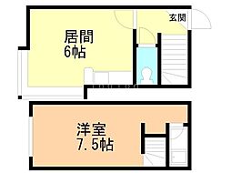 ベルビーコートひばりケ丘 1DKの間取図画像