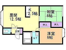 アーバンコート武和 2LDKの間取図画像
