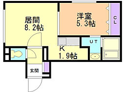 グランメール花音 1LDKの間取図画像