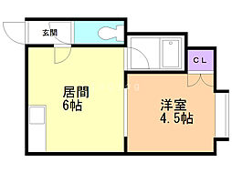 メイプルヒルズ南郷 1DKの間取図画像