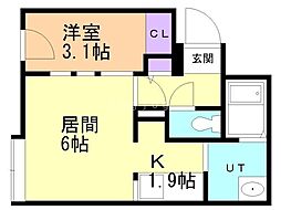 札幌市白石区東札幌二条4丁目マンション 1LDKの間取図画像