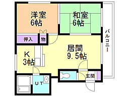 ポプラパークMS3 2LDKの間取図画像