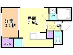 パレス椿 1DKの間取図画像