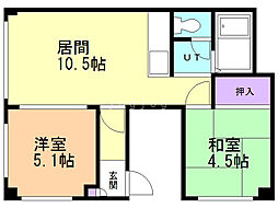 プロスペール 2LDKの間取図画像