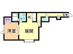 リトルリバー 1LDKの間取図画像