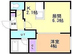 アクティベイト南郷13丁目スクエア 1LDKの間取図画像