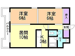 メゾン・ド・ケリー 2LDKの間取図画像