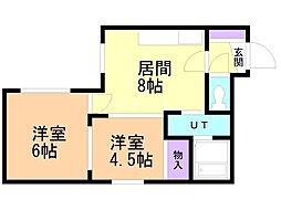 ロイヤルコート北郷 2LDKの間取図画像