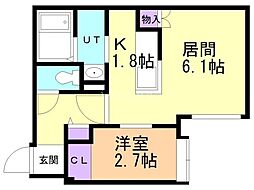 札幌市白石区東札幌二条4丁目マンション 1LDKの間取図画像