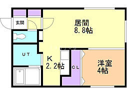 クオリア東札幌 1LDKの間取図画像