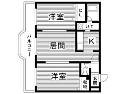 シャトーポルテ 2LDKの間取図画像