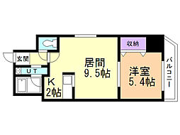 パークヒルズ白石 1LDKの間取図画像