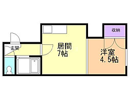 ロアール新札幌B 1DKの間取図画像